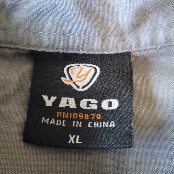 YAGO Men's Casual Short Sleeve Button Up Shirt Slate Gray XL Work Shirt Mechanic - Picture 4 of 6